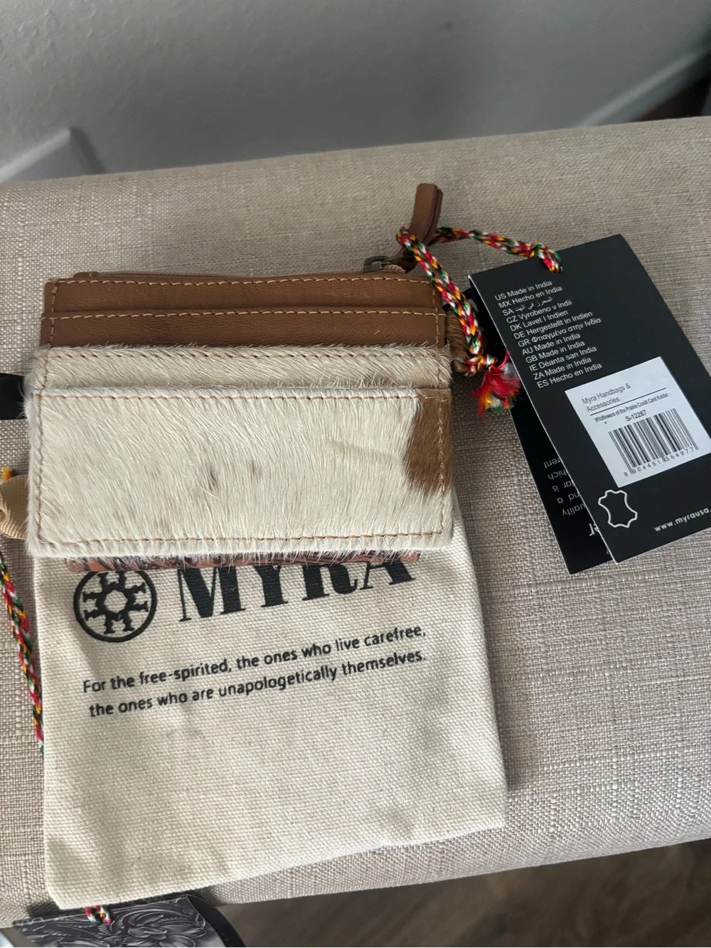 NWT Myra Wildflowers of the Prairie Tooled Leather Card Holder Brown Wallet